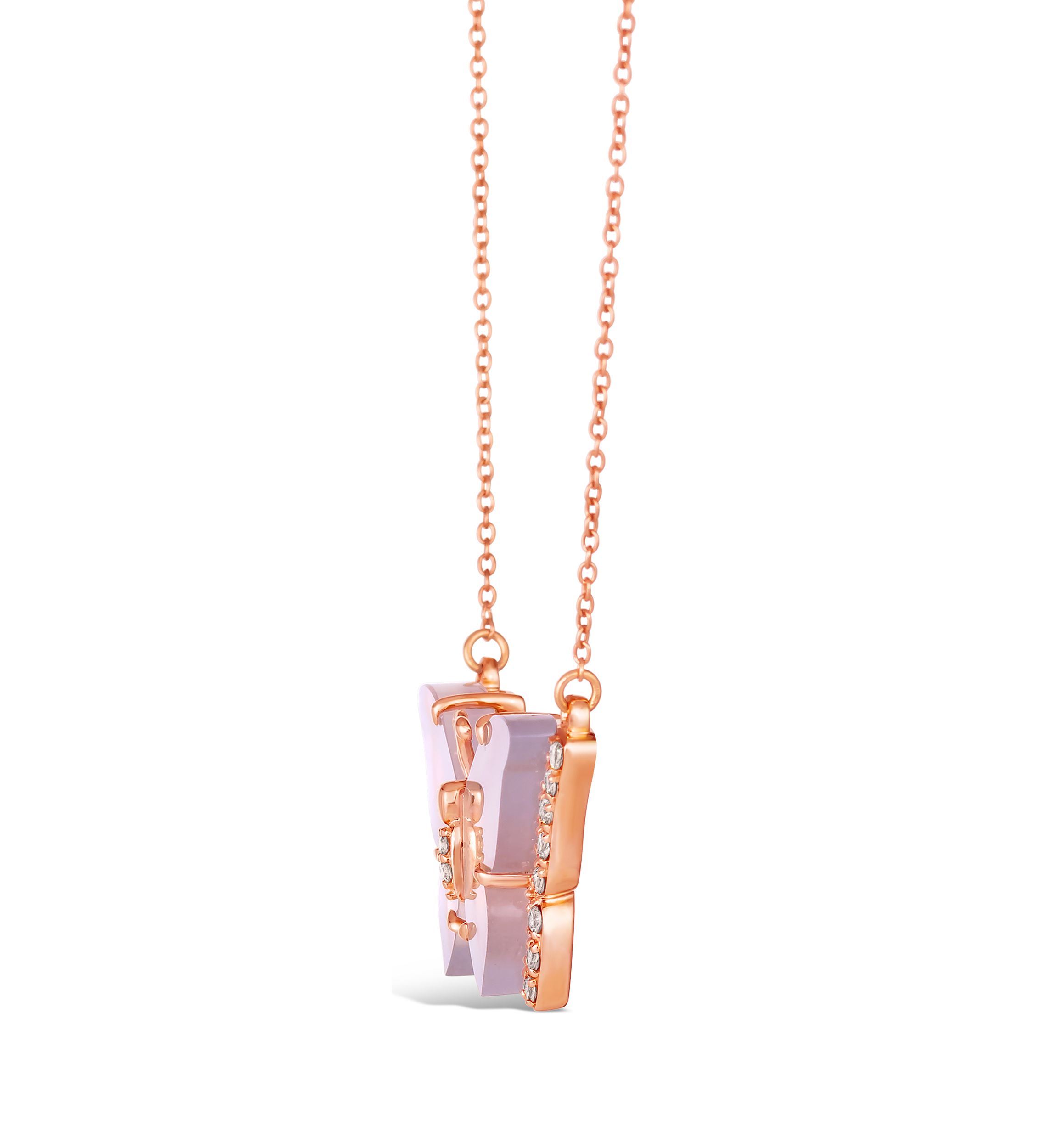 5.5 ct. t.w. Blue Chalcedony, 1/5 ct. t.w. Nude Diamonds™ Butterfly Necklace in 14K Strawberry Gold®