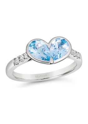 1 ct. t.w. Sea Blue Aquamarine®, 1/10 ct. t.w. Nude Diamonds™ Ring in 14K Vanilla Gold®