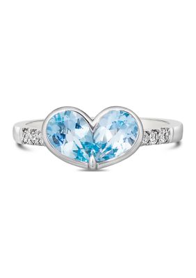 1 ct. t.w. Sea Blue Aquamarine®, 1/10 ct. t.w. Nude Diamonds™ Ring in 14K Vanilla Gold®