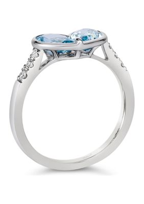 1 ct. t.w. Sea Blue Aquamarine®, 1/10 ct. t.w. Nude Diamonds™ Ring in 14K Vanilla Gold®