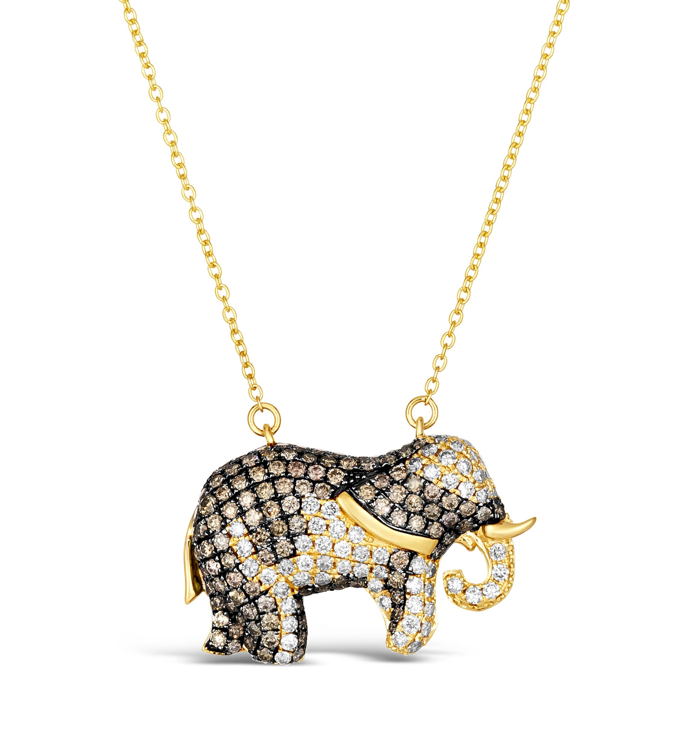 1/2 ct. t.w. Nude Diamonds™, 5/8 ct. t.w. Chocolate Diamonds® Elephant Necklace in 14K Honey Gold™