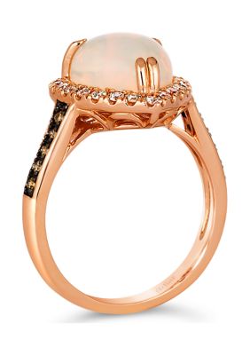 1.88 ct. t.w. Neopolitan Opal™, 1/5 ct. t.w. Vanilla Diamonds®, 1/8 ct. t.w. Chocolate Diamonds® Heart Ring in 14K Strawberry Gold®