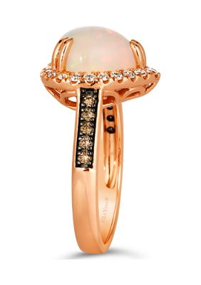 1.88 ct. t.w. Neopolitan Opal™, 1/5 ct. t.w. Vanilla Diamonds®, 1/8 ct. t.w. Chocolate Diamonds® Heart Ring in 14K Strawberry Gold®