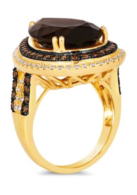 Ring featuring 9.25 ct. t.w. Chocolate Quartz®, 3/4 ct. t.w. Chocolate Diamonds®, 3/8 ct. t..w. Nude Diamonds™ in 14K Honey Gold™