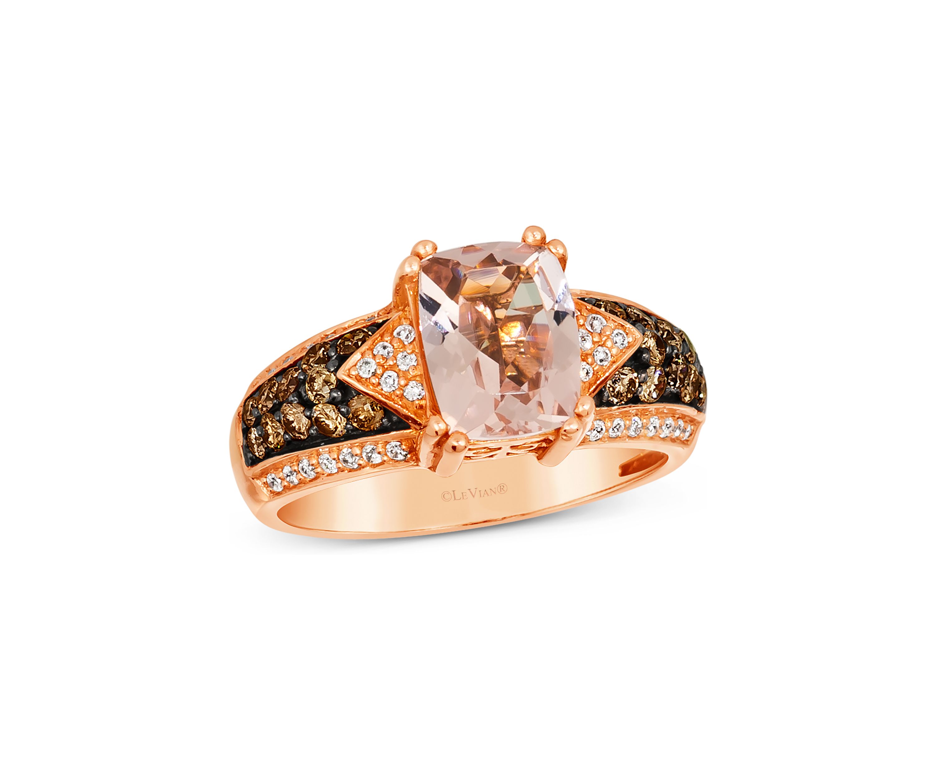 1/2 ct. t.w. Diamond and 1.5 ct. t.w. Morganite Ring in 14K Rose Gold