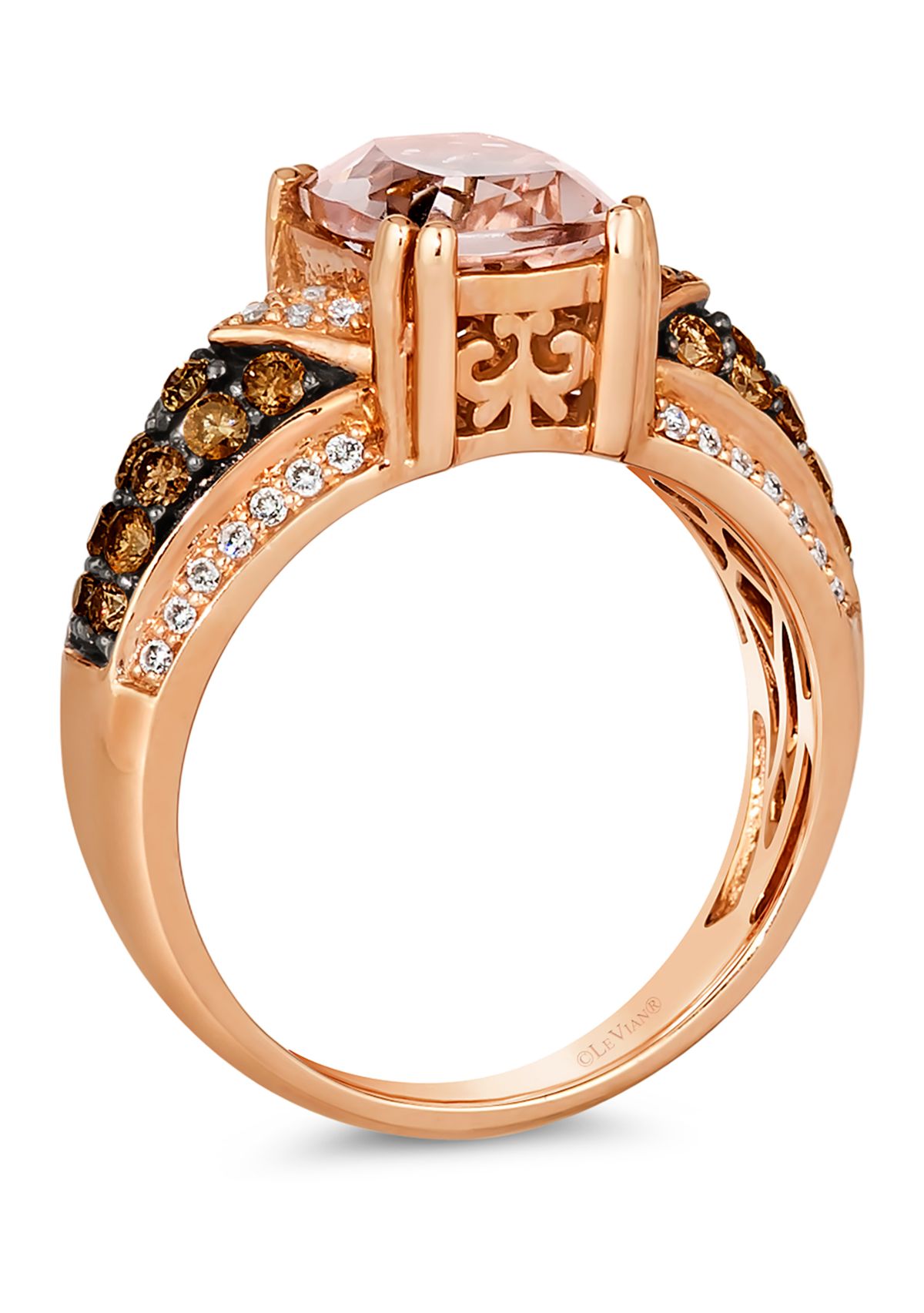 1/2 ct. t.w. Diamond and 1.5 ct. t.w. Morganite Ring in 14K Rose Gold