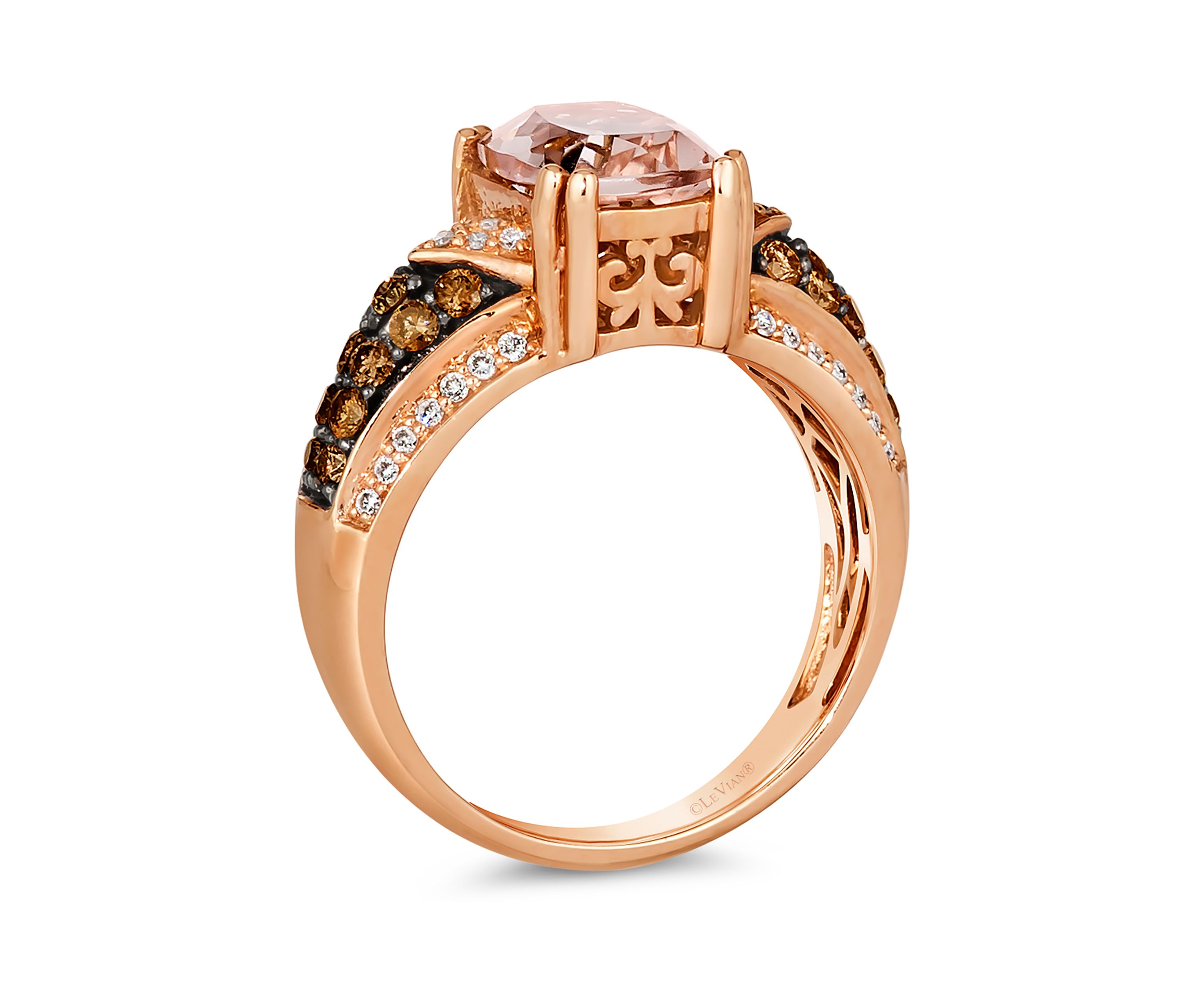 1/2 ct. t.w. Diamond and 1.5 ct. t.w. Morganite Ring in 14K Rose Gold