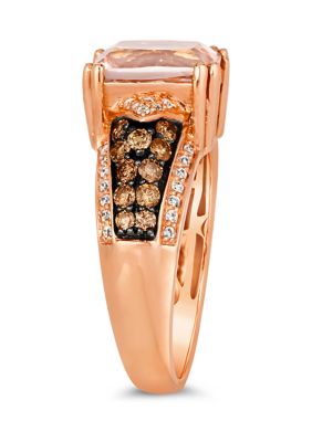 1/2 ct. t.w. Diamond and 1.5 ct. t.w. Morganite Ring in 14K Rose Gold