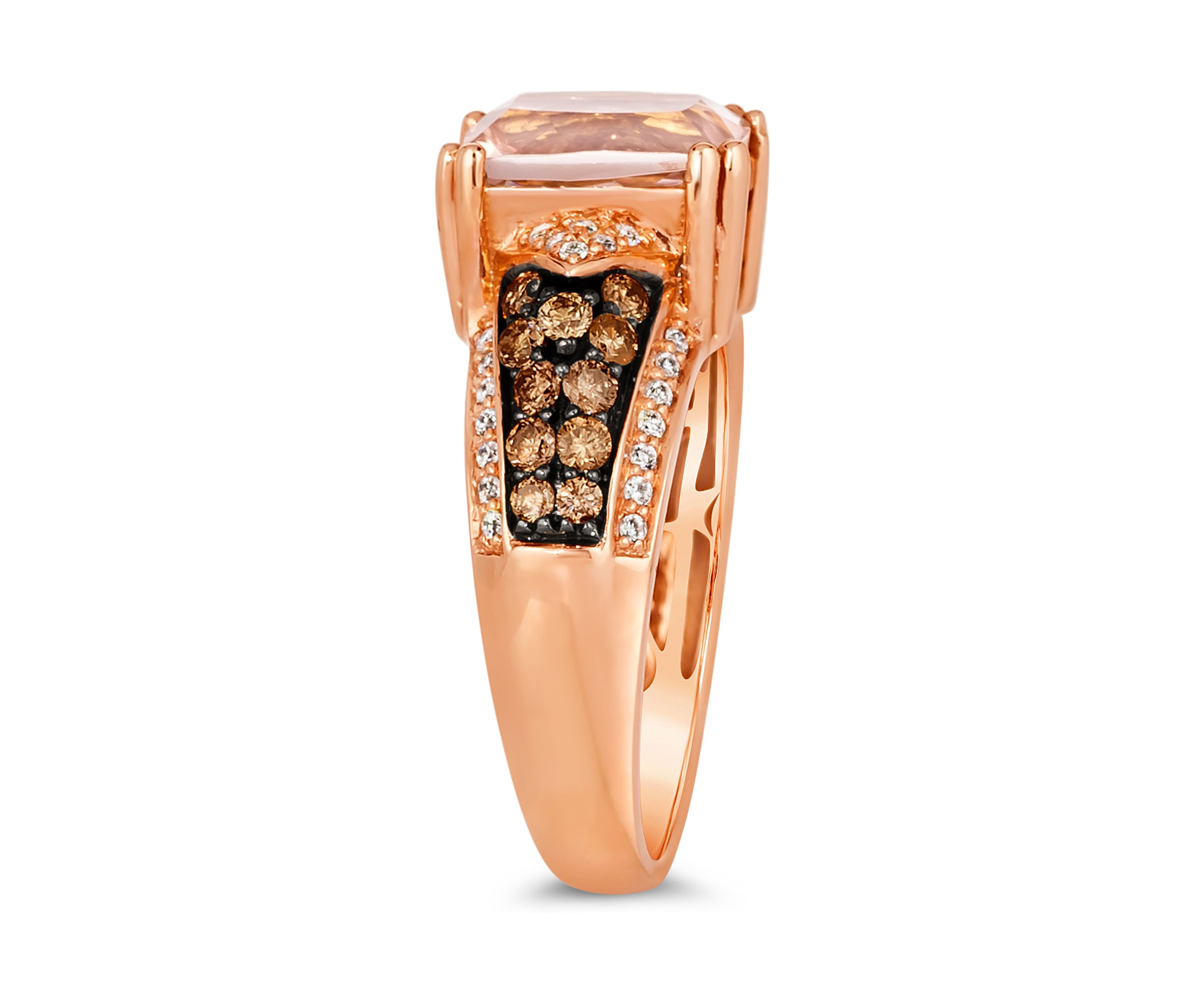 1/2 ct. t.w. Diamond and 1.5 ct. t.w. Morganite Ring in 14K Rose Gold
