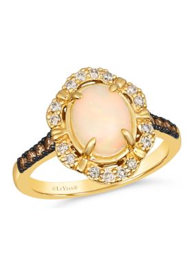 Le Vian 7/8 ct. t.w. Neopolitan Opalâ¢, 1/8 ct. t.w. Chocolate Diamonds, 1/5 ct. t.w. Nude Diamondsâ¢ Ring in 14K Honey Gold