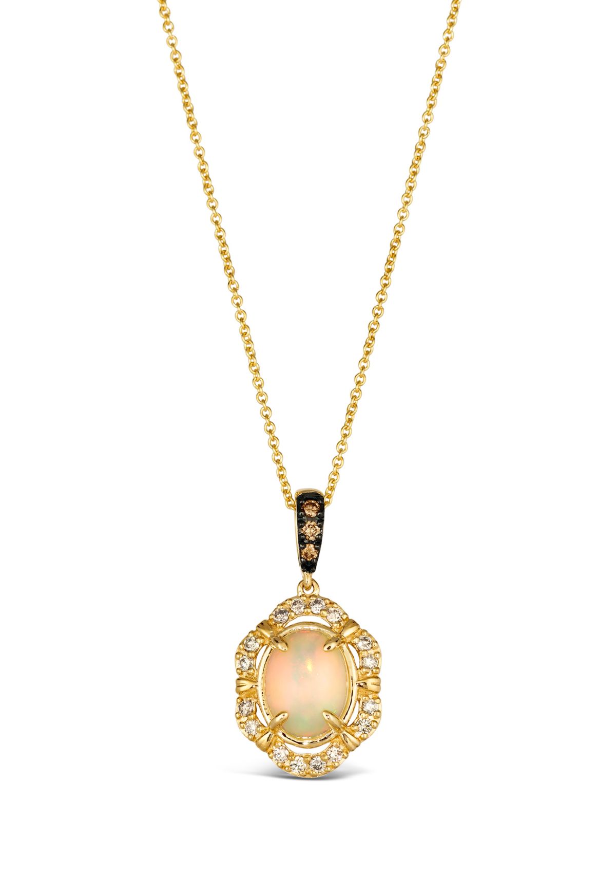 7/8 ct. t.w. Neopolitan Opal™, 1/20 ct. t.w. Chocolate Diamonds®, 1/5 ct. t.w. Nude Diamonds™ Pendant Necklace in 14K Honey Gold™