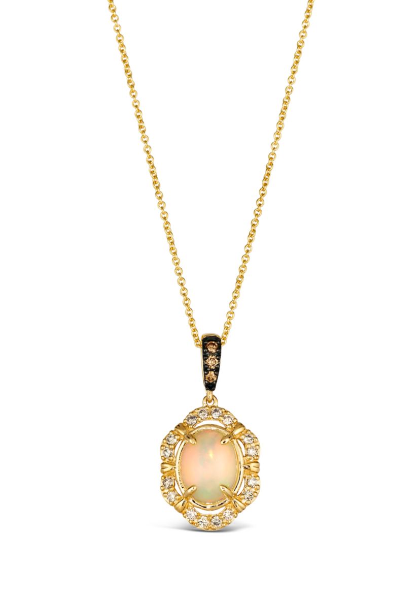 7/8 ct. t.w. Neopolitan Opal™, 1/20 ct. t.w. Chocolate Diamonds®, 1/5 ct. t.w. Nude Diamonds™ Pendant Necklace in 14K Honey Gold™