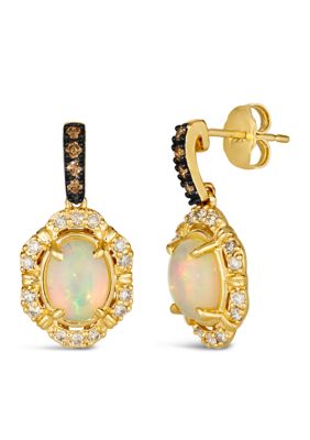 Le Vian Earrings Featuring 1.2 Ct. T.w. Neopolitan Opalâ¢, 1/10 Ct. T.w. Chocolate Diamonds, 1/3 Ct. T.w. Nude Diamondsâ¢ Set In 14K Honey Gold