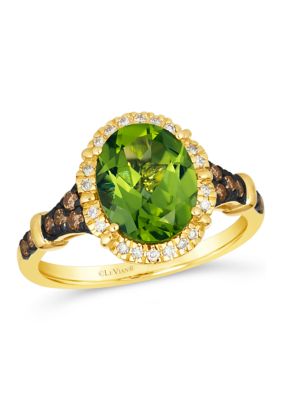 Le Vian 2.5 Ct. T.w. Green Apple Peridotâ¢, 1/6 Ct. T.w. Chocolate Diamonds, 1/10 Ct. T.w. Nude Diamondsâ¢ Ring In 14K Honey Gold