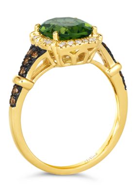 2.5 ct. t.w. Green Apple Peridot™, 1/6 ct. t.w. Chocolate Diamonds®, 1/10 ct. t.w. Nude Diamonds™ Ring in 14K Honey Gold™