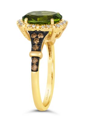 2.5 ct. t.w. Green Apple Peridot™, 1/6 ct. t.w. Chocolate Diamonds®, 1/10 ct. t.w. Nude Diamonds™ Ring in 14K Honey Gold™