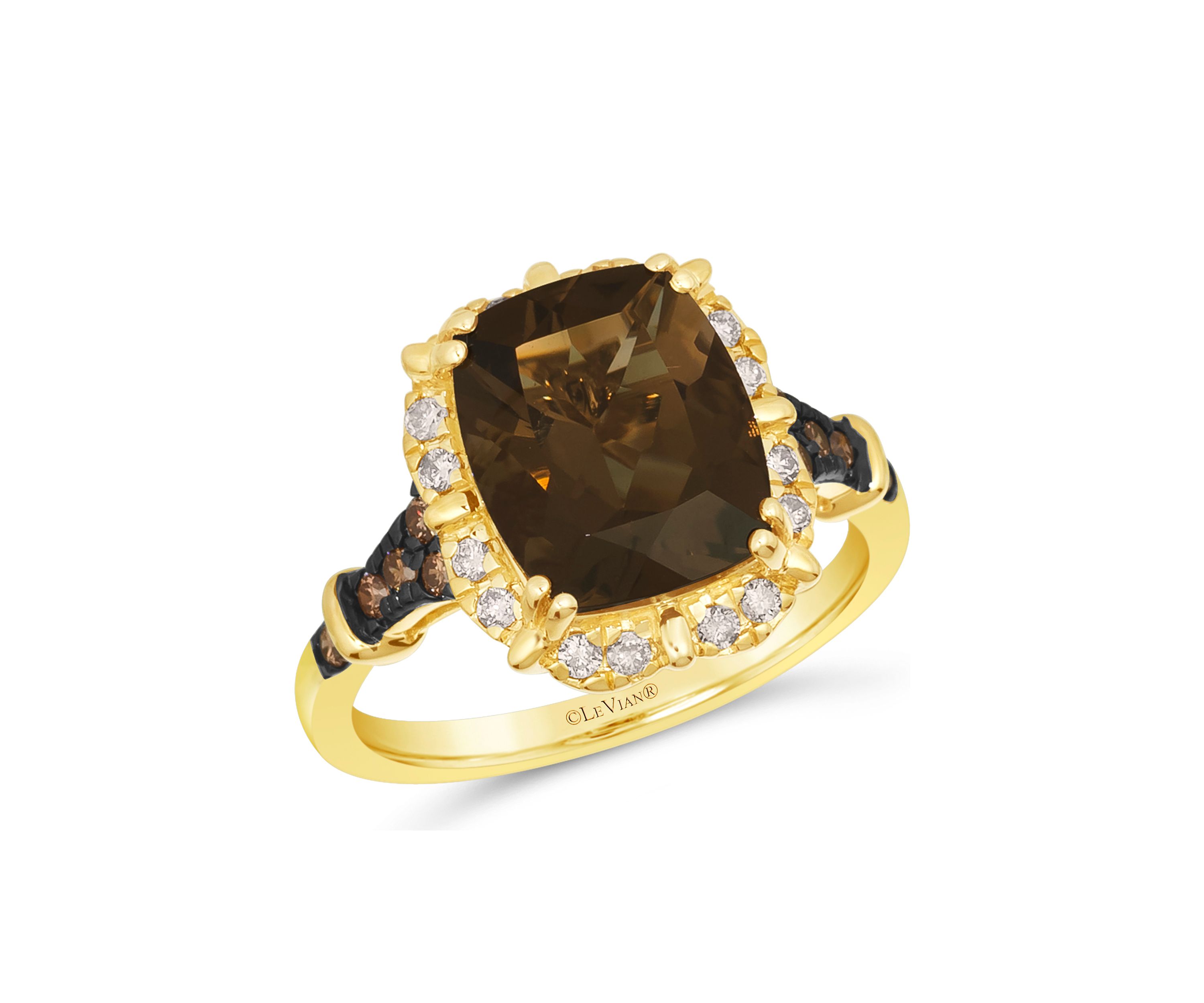 3.2 ct. t.w. Chocolate Quartz®, 1/6 ct. t.w. Chocolate Diamonds®, 1/5 ct. t.w. Nude Diamonds™ Ring in 14K Honey Gold™