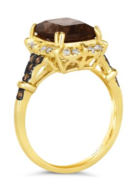 3.2 ct. t.w. Chocolate Quartz®, 1/6 ct. t.w. Chocolate Diamonds®, 1/5 ct. t.w. Nude Diamonds™ Ring in 14K Honey Gold™