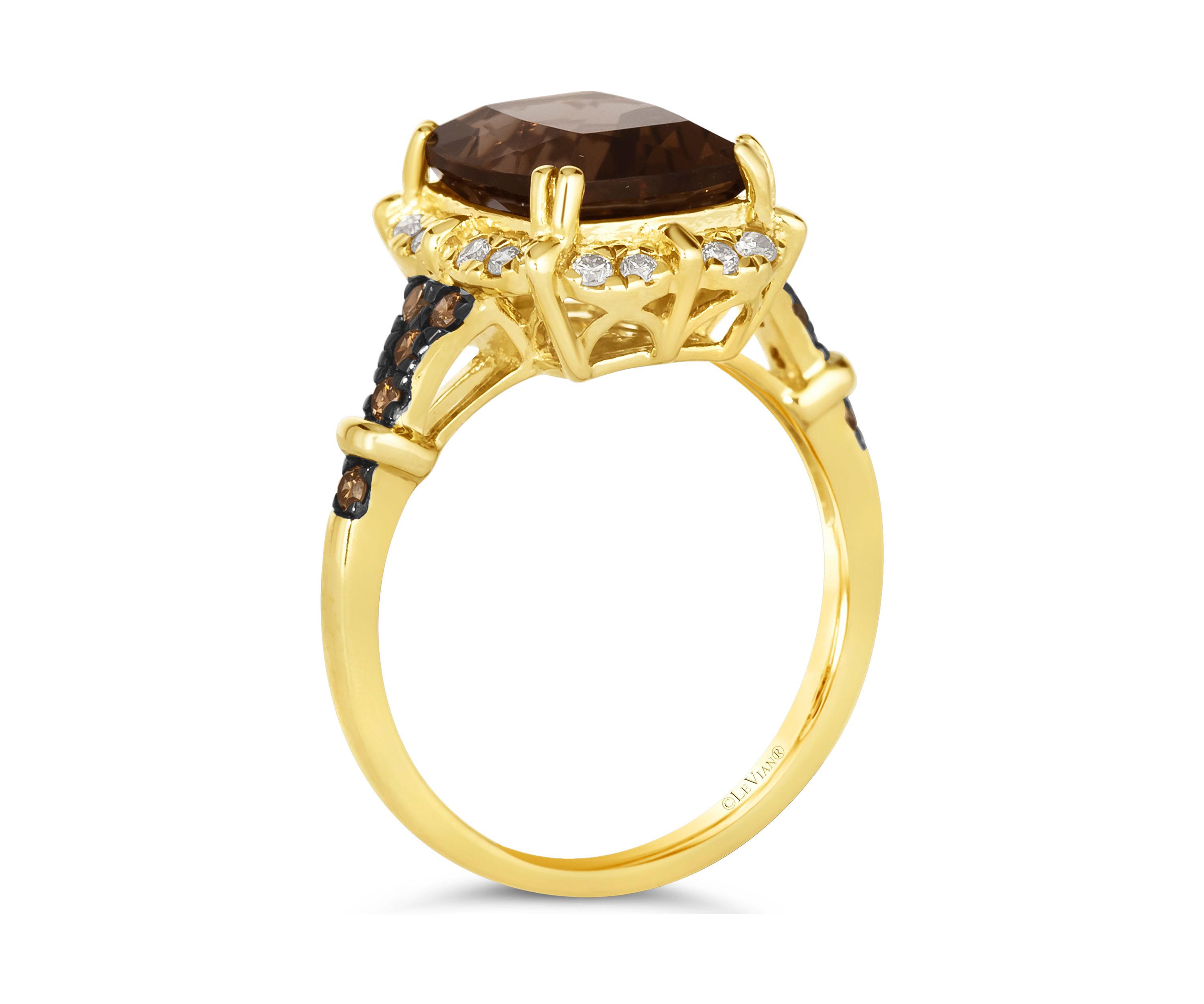 3.2 ct. t.w. Chocolate Quartz®, 1/6 ct. t.w. Chocolate Diamonds®, 1/5 ct. t.w. Nude Diamonds™ Ring in 14K Honey Gold™