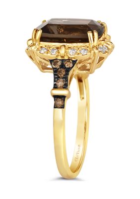 3.2 ct. t.w. Chocolate Quartz®, 1/6 ct. t.w. Chocolate Diamonds®, 1/5 ct. t.w. Nude Diamonds™ Ring in 14K Honey Gold™