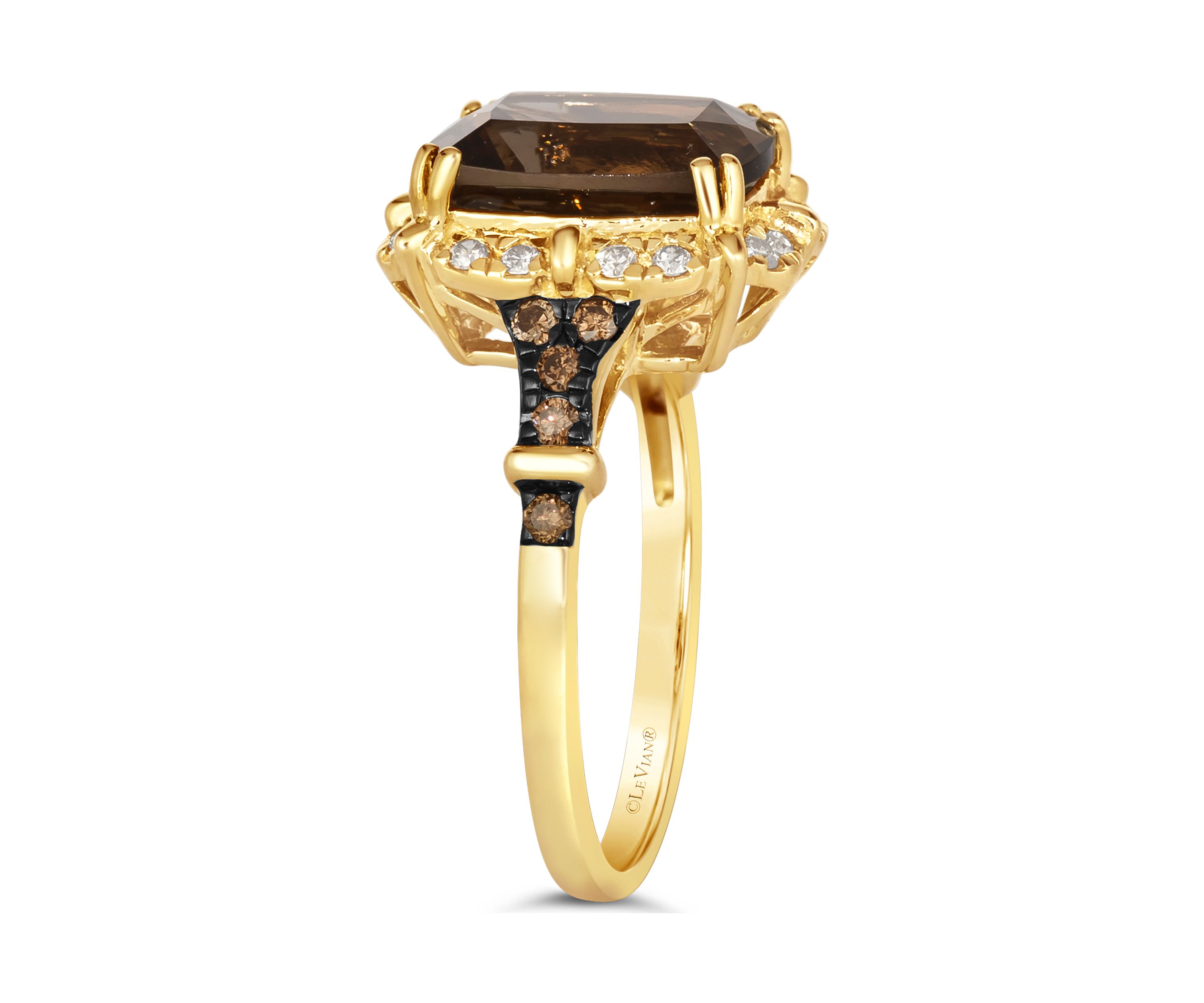 3.2 ct. t.w. Chocolate Quartz®, 1/6 ct. t.w. Chocolate Diamonds®, 1/5 ct. t.w. Nude Diamonds™ Ring in 14K Honey Gold™