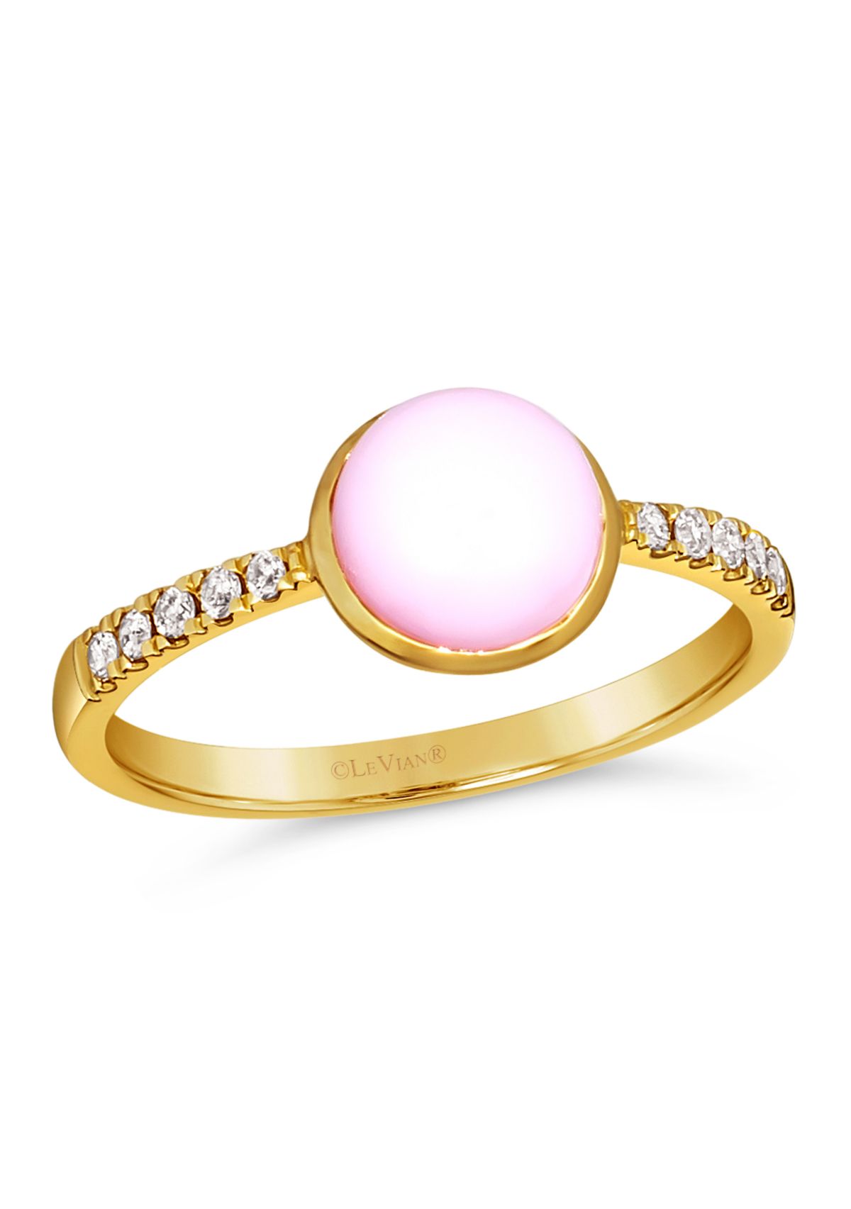 Ring featuring 11.25 ct. t.w. Pink Opal, 1/10 ct. t.w. Nude Diamonds™ set in 14K Honey Gold™