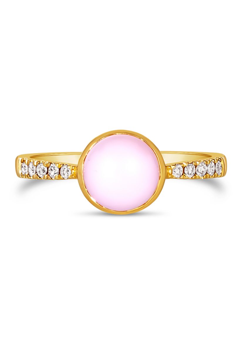 Ring featuring 11.25 ct. t.w. Pink Opal, 1/10 ct. t.w. Nude Diamonds™ set in 14K Honey Gold™