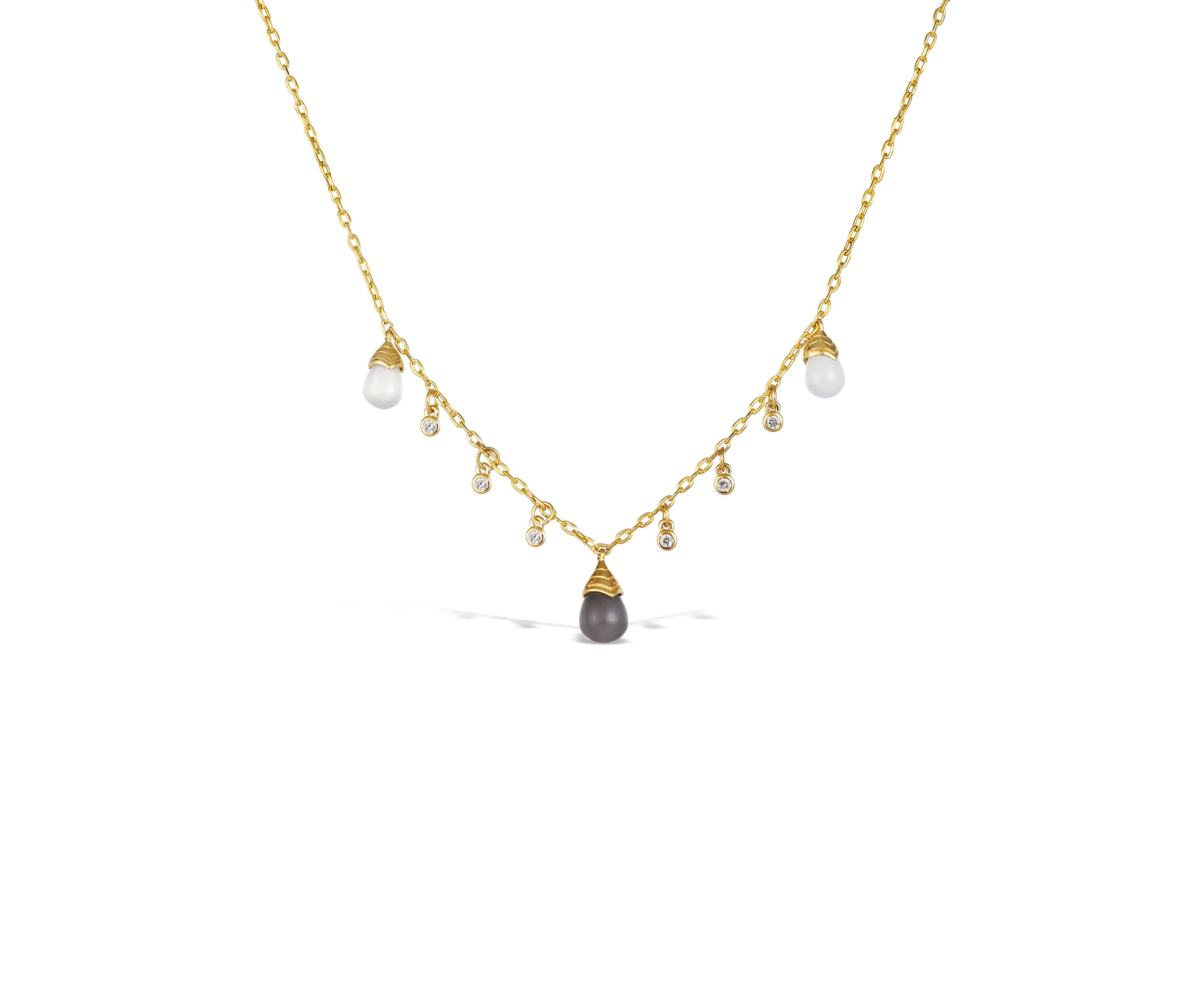 3.5 ct. t.w. Moonstone, 1/10 ct. t.w. Nude Diamonds™ Necklace in 14K Honey Gold™