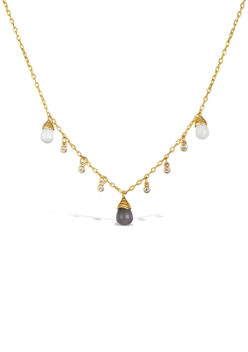 3.5 ct. t.w. Moonstone, 1/10 ct. t.w. Nude Diamonds™ Necklace in 14K Honey Gold™