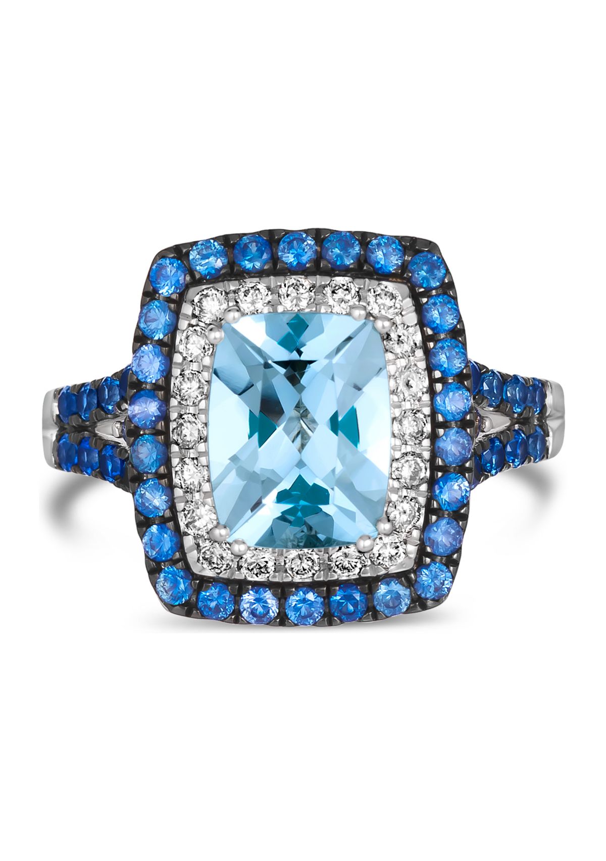 1.5 ct. t.w. Sea Blue Aquamarine®, 5/8 ct. t.w. Blueberry Sapphire™, 1/4 ct. t.w. Nude Diamonds™ Ring in 14K Vanilla Gold®