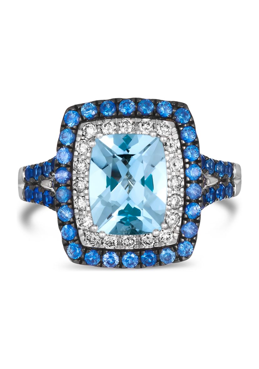 1.5 ct. t.w. Sea Blue Aquamarine®, 5/8 ct. t.w. Blueberry Sapphire™, 1/4 ct. t.w. Nude Diamonds™ Ring in 14K Vanilla Gold®