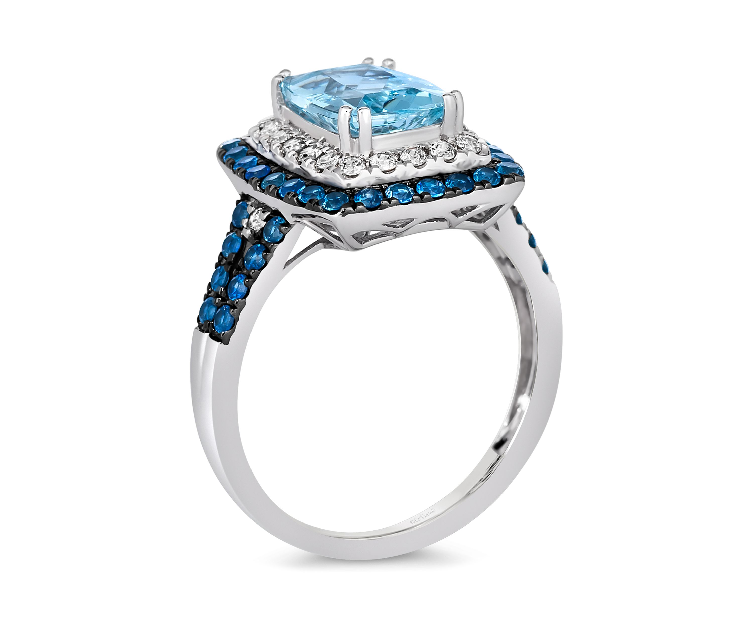 1.5 ct. t.w. Sea Blue Aquamarine®, 5/8 ct. t.w. Blueberry Sapphire™, 1/4 ct. t.w. Nude Diamonds™ Ring in 14K Vanilla Gold®