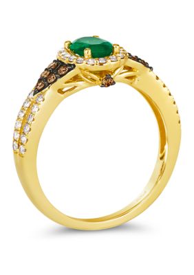  Ring featuring 1/2 ct. t.w. Costa Smeralda Emeralds™, 1/6 ct. t.w. Chocolate Diamonds®, 1/3 ct. t.w. Nude Diamonds™ in 14K Honey Gold™