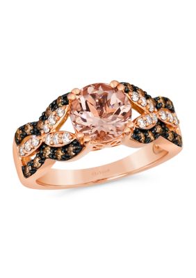 Le Vian Ring Featuring 1.33 Ct. T.w. Peach Morganiteâ¢, 1/4 Ct. T.w. Chocolate Diamonds, 1/5 Ct. T.w. Nude Diamondsâ¢ In 14K Strawberry Gold