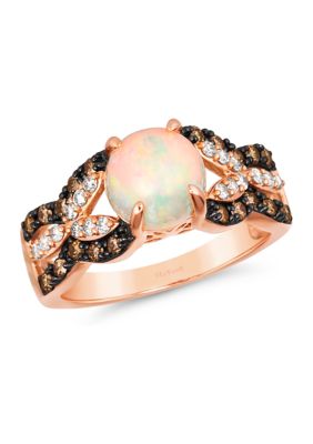 Le Vian Ring featuring 1 ct. t.w. Neopolitan Opalâ¢, 1/4 ct. t.w. Chocolate Diamonds, 1/5 ct. t.w. Nude Diamondsâ¢ in 14K Strawberry Gold, 7