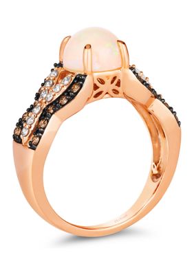 Ring featuring 1 ct. t.w. Neopolitan Opal™, 1/4 ct. t.w. Chocolate Diamonds®, 1/5 ct. t.w. Nude Diamonds™ in 14K Strawberry Gold®