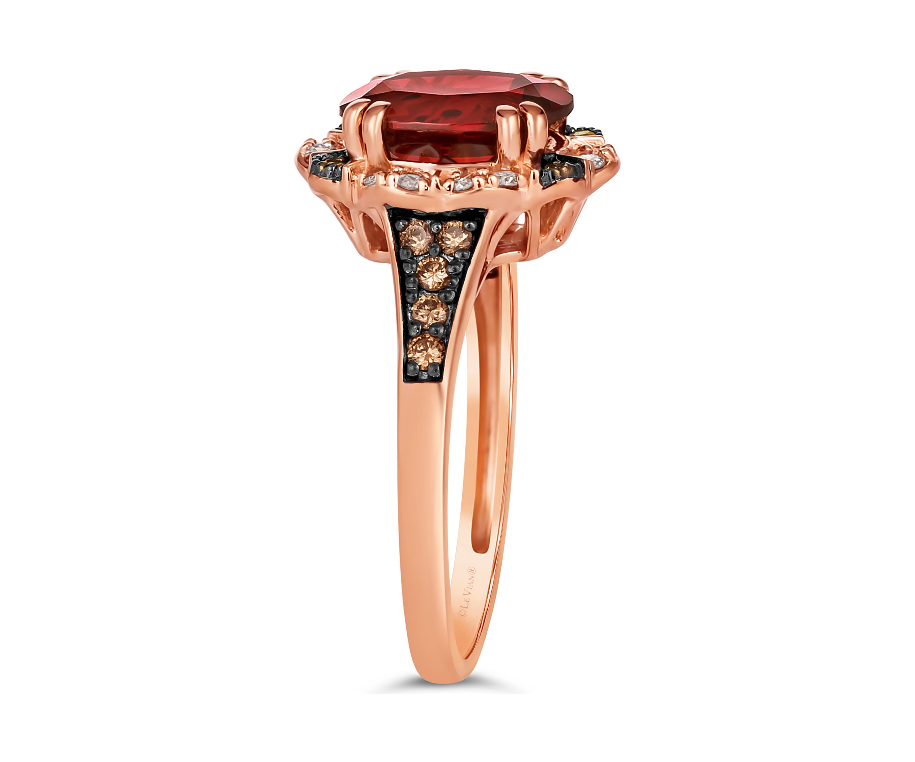 2.87 ct. t.w. Pomegranate Garnet™, 1/5 ct. t.w. Chocolate Diamonds®, 1/8 ct. t.w. Nude Diamonds™ Ring in 14K Strawberry Gold®