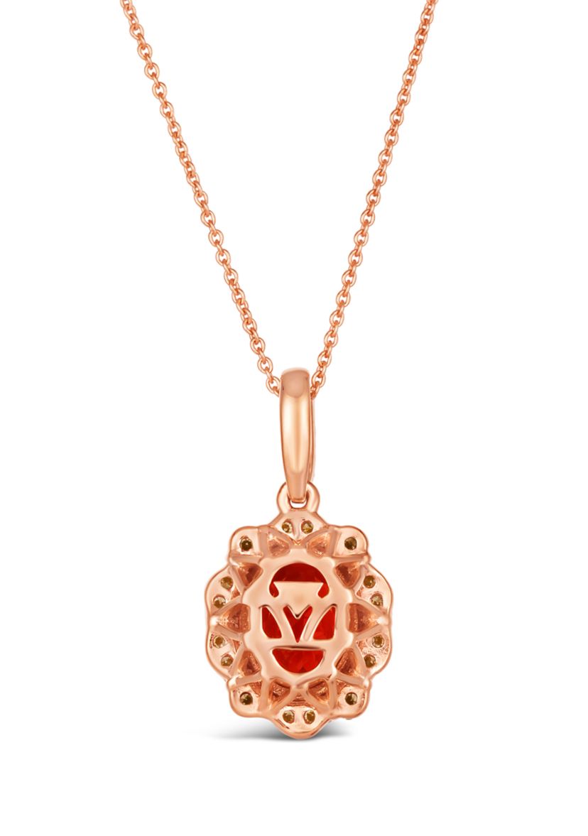 2.87 ct. t.w. Pomegranate Garnet™, 1/10 ct. t.w. Chocolate Diamonds®, 1/8 ct. t.w. Nude Diamonds™ Pendant Necklace in 14K Strawberry Gold®