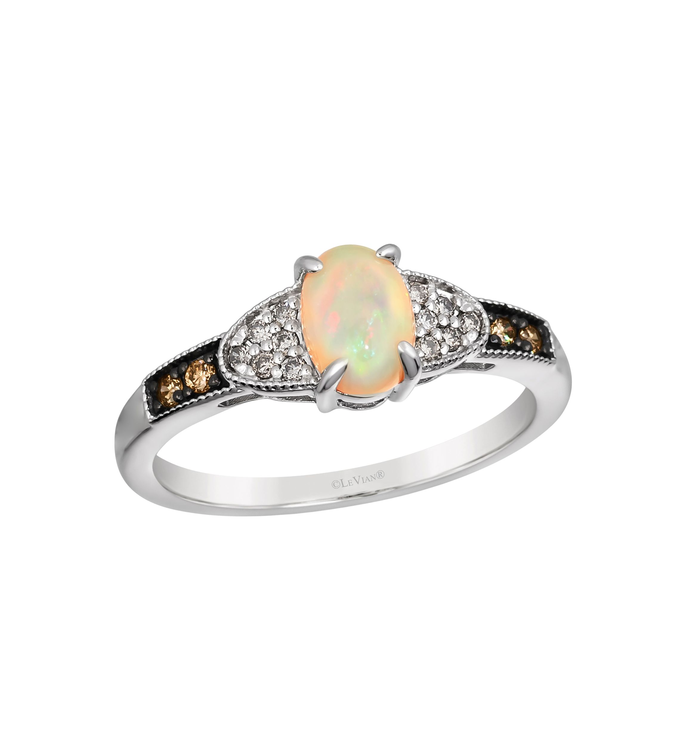 3/8 ct. t.w. Neopolitan Opal™, 1/20 ct. t.w. Chocolate Diamonds®, 1/15 ct. t.w. Nude Diamonds™ Ring in 14K Vanilla Gold®