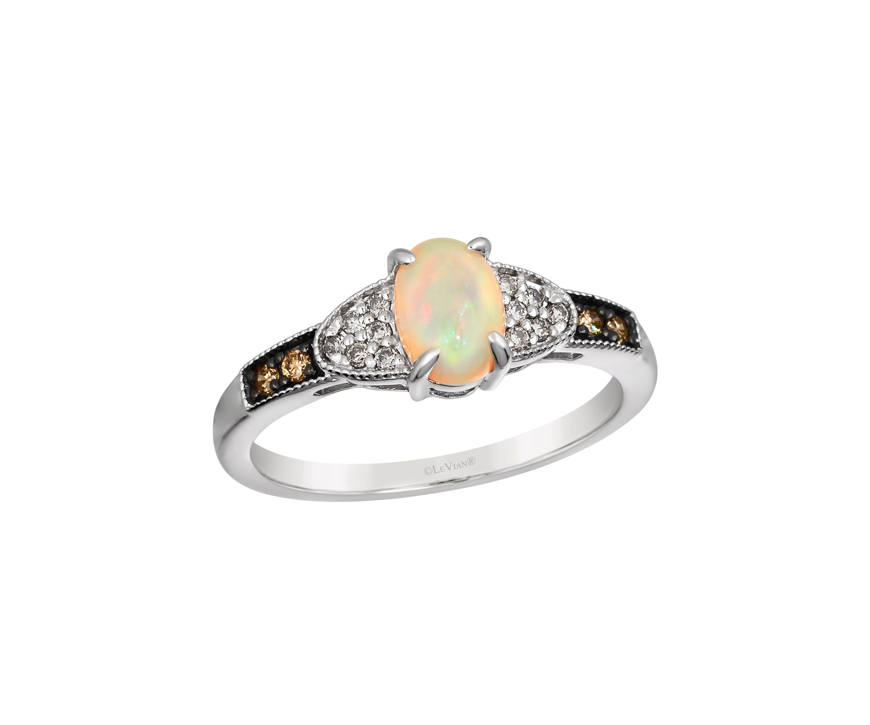 3/8 ct. t.w. Neopolitan Opal™, 1/20 ct. t.w. Chocolate Diamonds®, 1/15 ct. t.w. Nude Diamonds™ Ring in 14K Vanilla Gold®