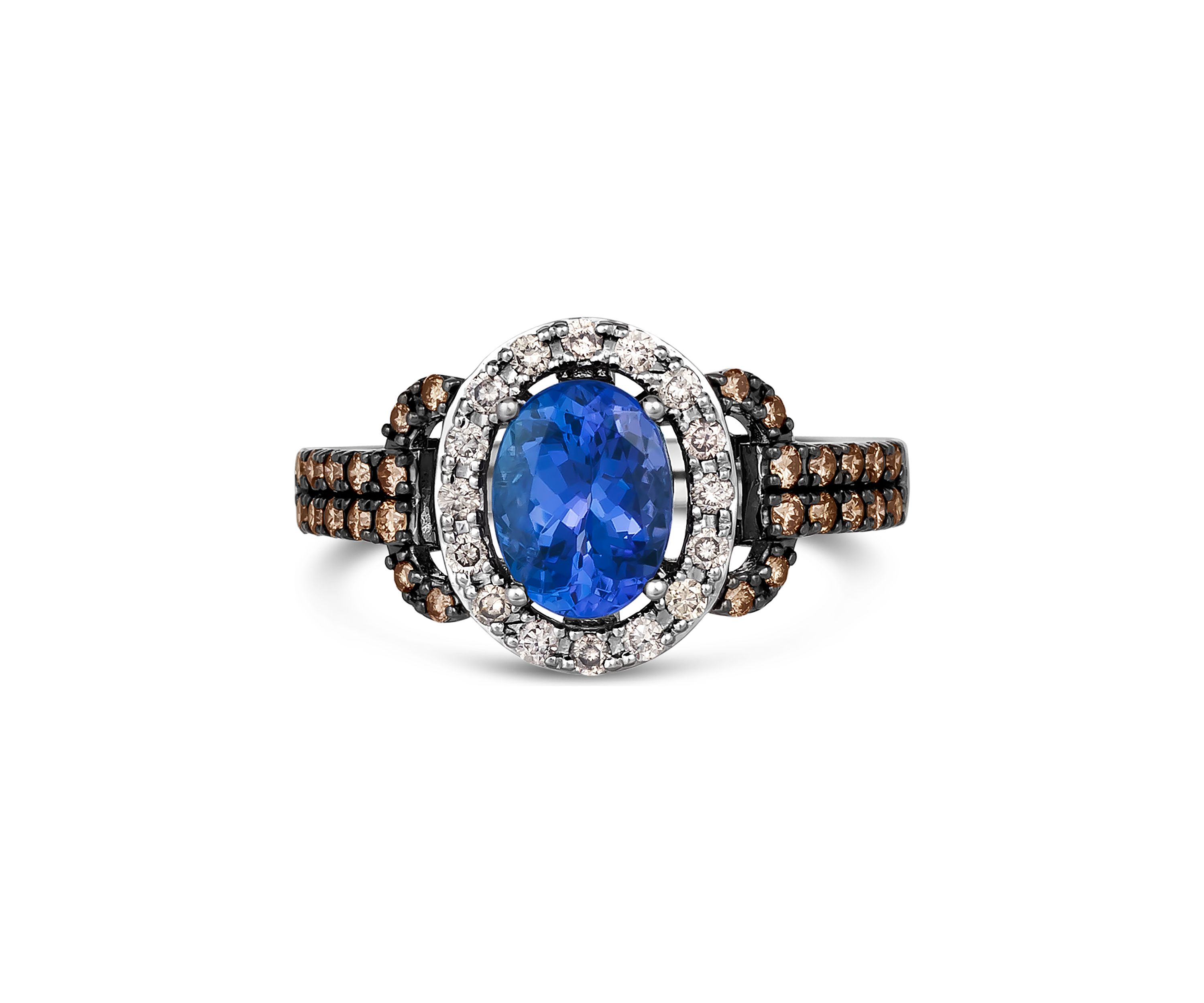 1 ct. t.w. Blueberry Tanzanite®, 1/3 ct. t.w. Chocolate Diamonds®, 1/5 ct. t.w. Nude Diamonds™ Ring in 14K Vanilla Gold®