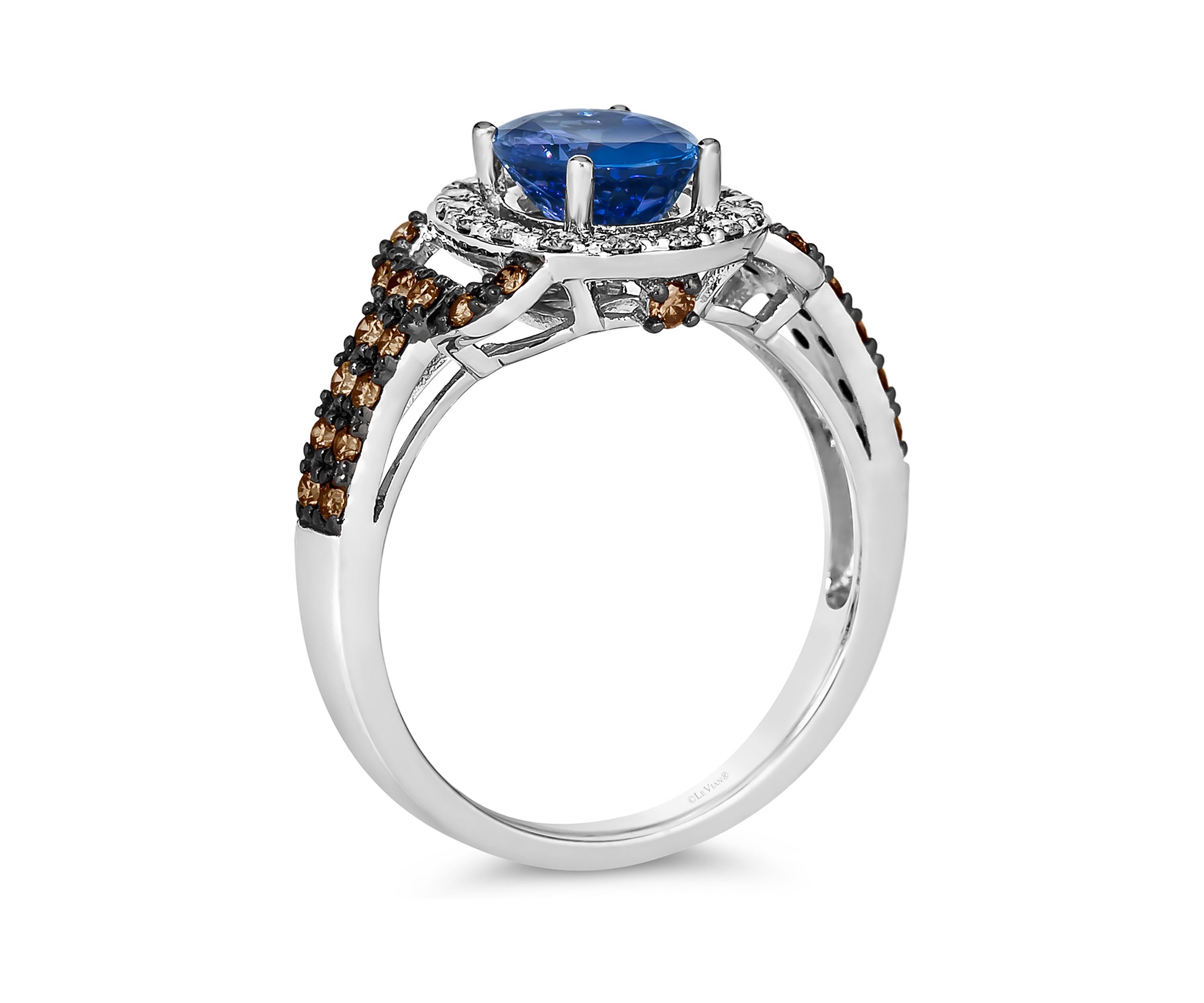 1 ct. t.w. Blueberry Tanzanite®, 1/3 ct. t.w. Chocolate Diamonds®, 1/5 ct. t.w. Nude Diamonds™ Ring in 14K Vanilla Gold®