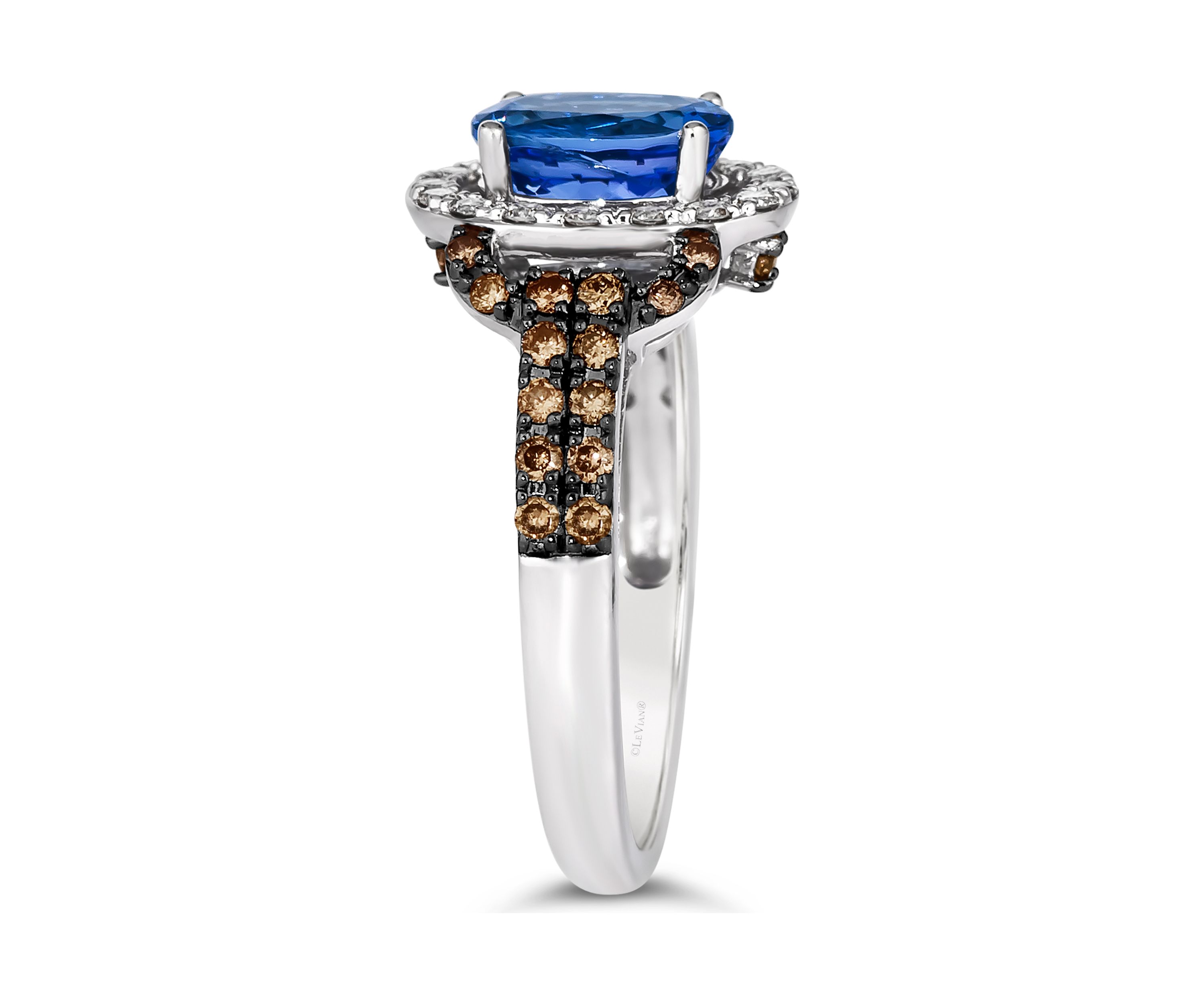 1 ct. t.w. Blueberry Tanzanite®, 1/3 ct. t.w. Chocolate Diamonds®, 1/5 ct. t.w. Nude Diamonds™ Ring in 14K Vanilla Gold®