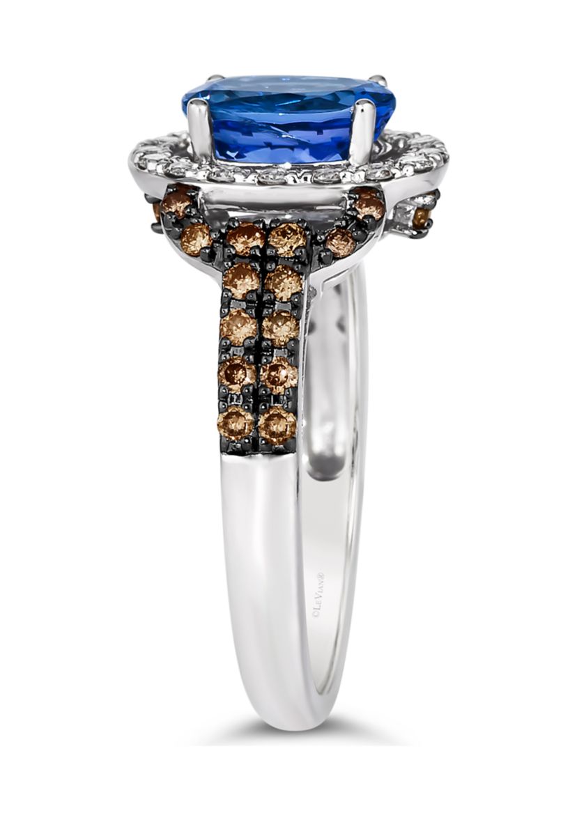 1 ct. t.w. Blueberry Tanzanite®, 1/3 ct. t.w. Chocolate Diamonds®, 1/5 ct. t.w. Nude Diamonds™ Ring in 14K Vanilla Gold®