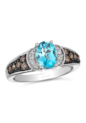 Le Vian Ring featuring 1.25 ct. t.w. Ocean Blue Topazâ¢, 1/4 ct. t.w. Chocolate Diamonds, 1/20 ct. t.w. Nude Diamondsâ¢ set in 14K Vanilla Gold