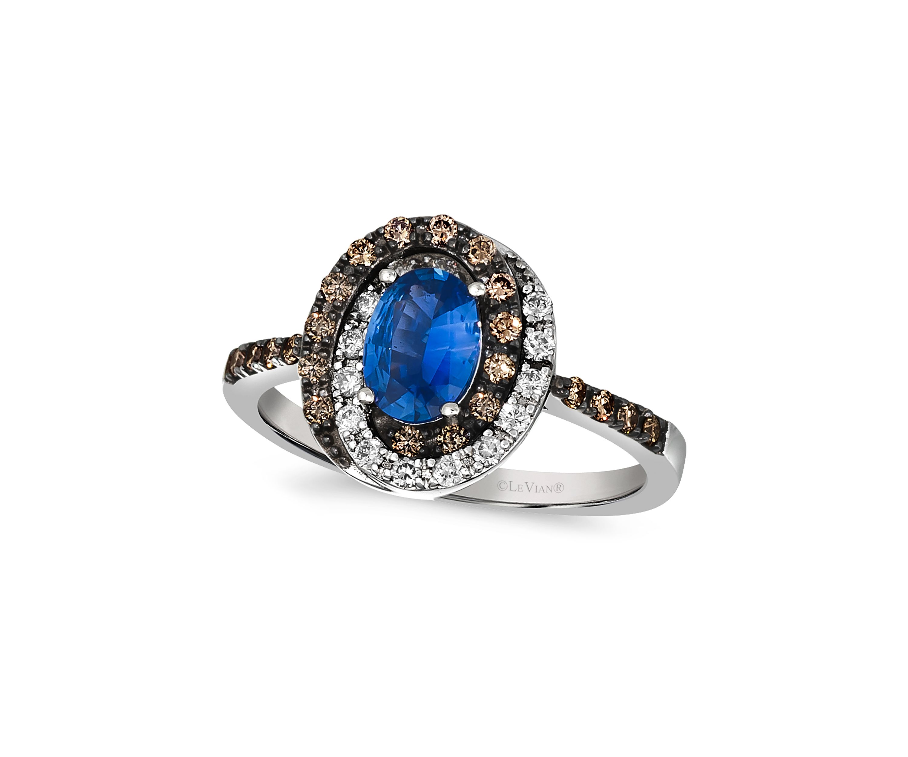 3/4 ct. t.w. Cornflower Sapphire™, 1/4 ct. t.w. Chocolate Diamonds®, 1/6 ct. t.w. Nude Diamonds™ Ring in 14K Vanilla Gold®
