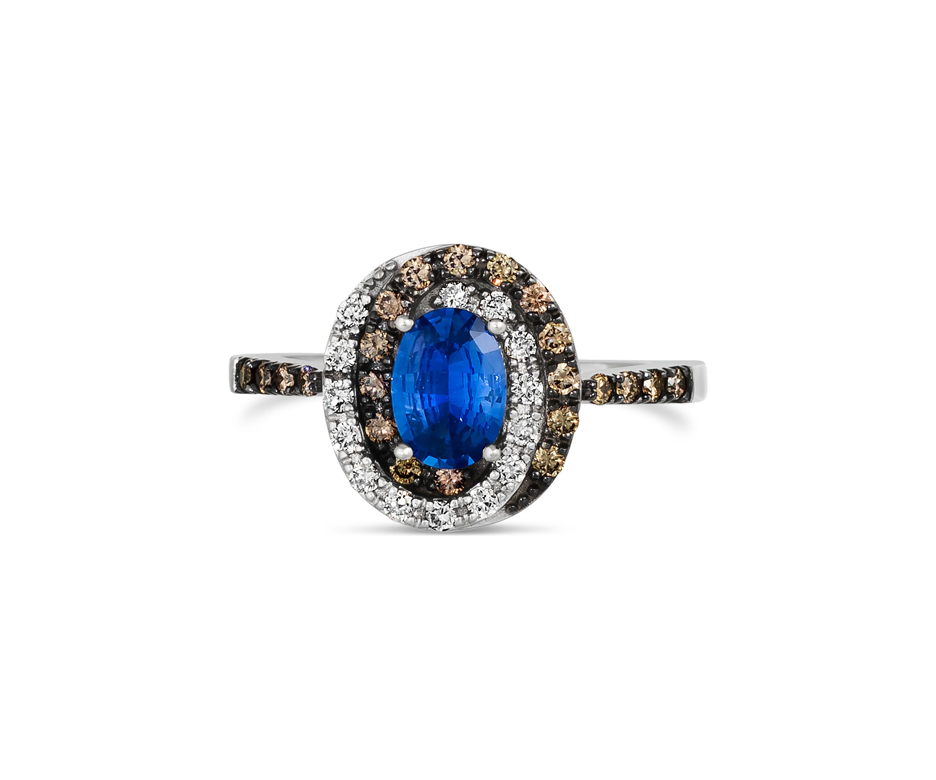 3/4 ct. t.w. Cornflower Sapphire™, 1/4 ct. t.w. Chocolate Diamonds®, 1/6 ct. t.w. Nude Diamonds™ Ring in 14K Vanilla Gold®