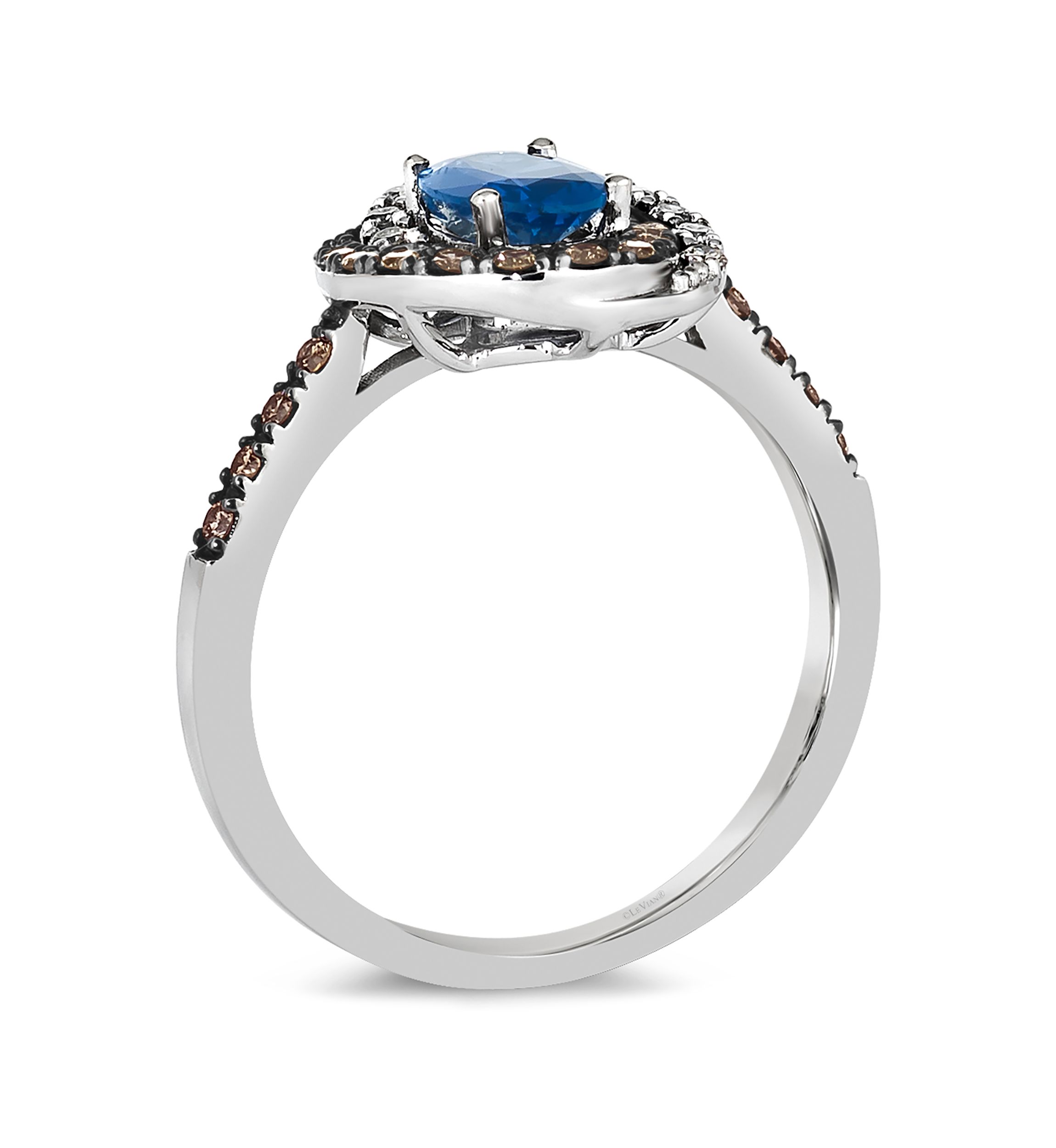 3/4 ct. t.w. Cornflower Sapphire™, 1/4 ct. t.w. Chocolate Diamonds®, 1/6 ct. t.w. Nude Diamonds™ Ring in 14K Vanilla Gold®
