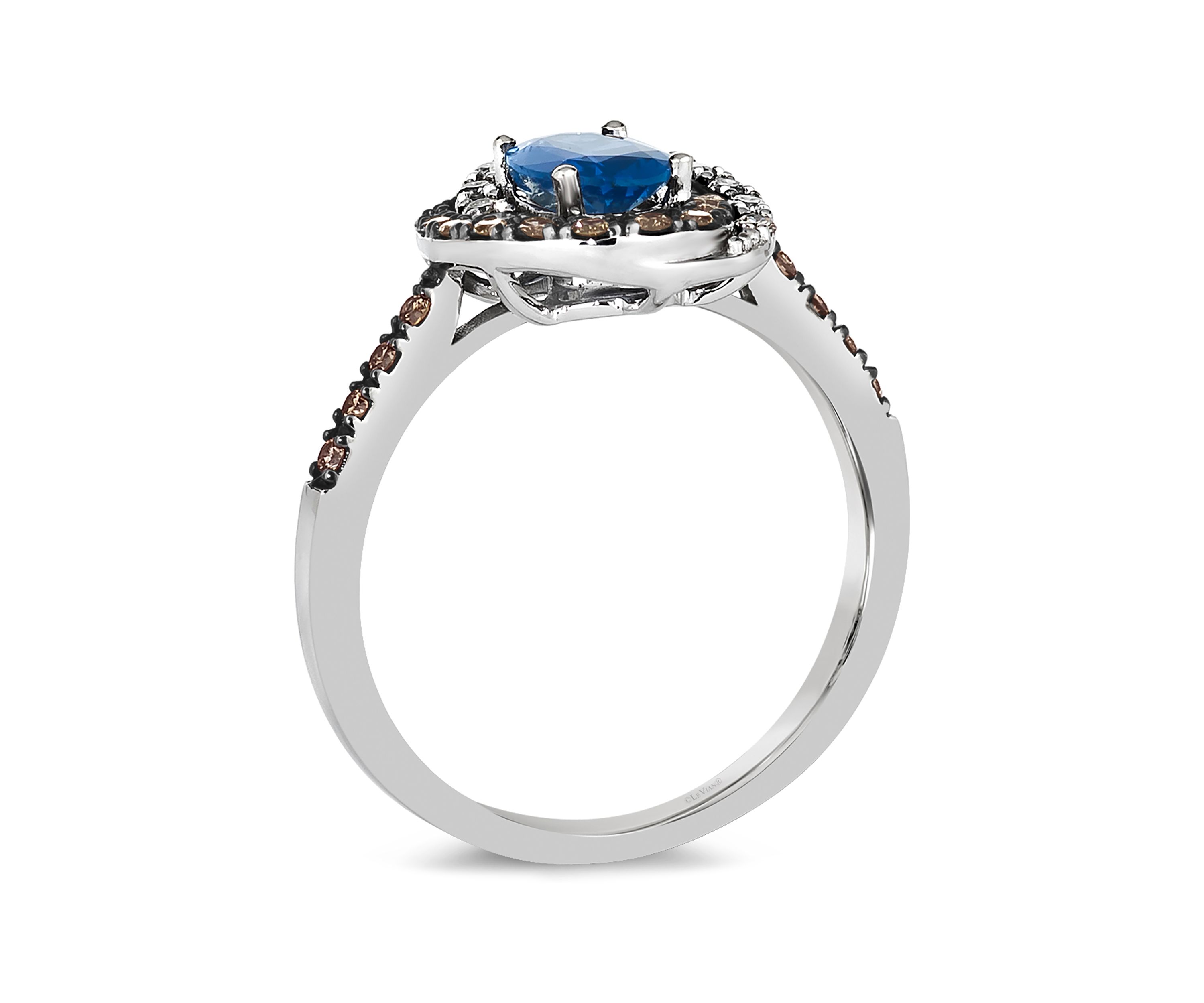 3/4 ct. t.w. Cornflower Sapphire™, 1/4 ct. t.w. Chocolate Diamonds®, 1/6 ct. t.w. Nude Diamonds™ Ring in 14K Vanilla Gold®