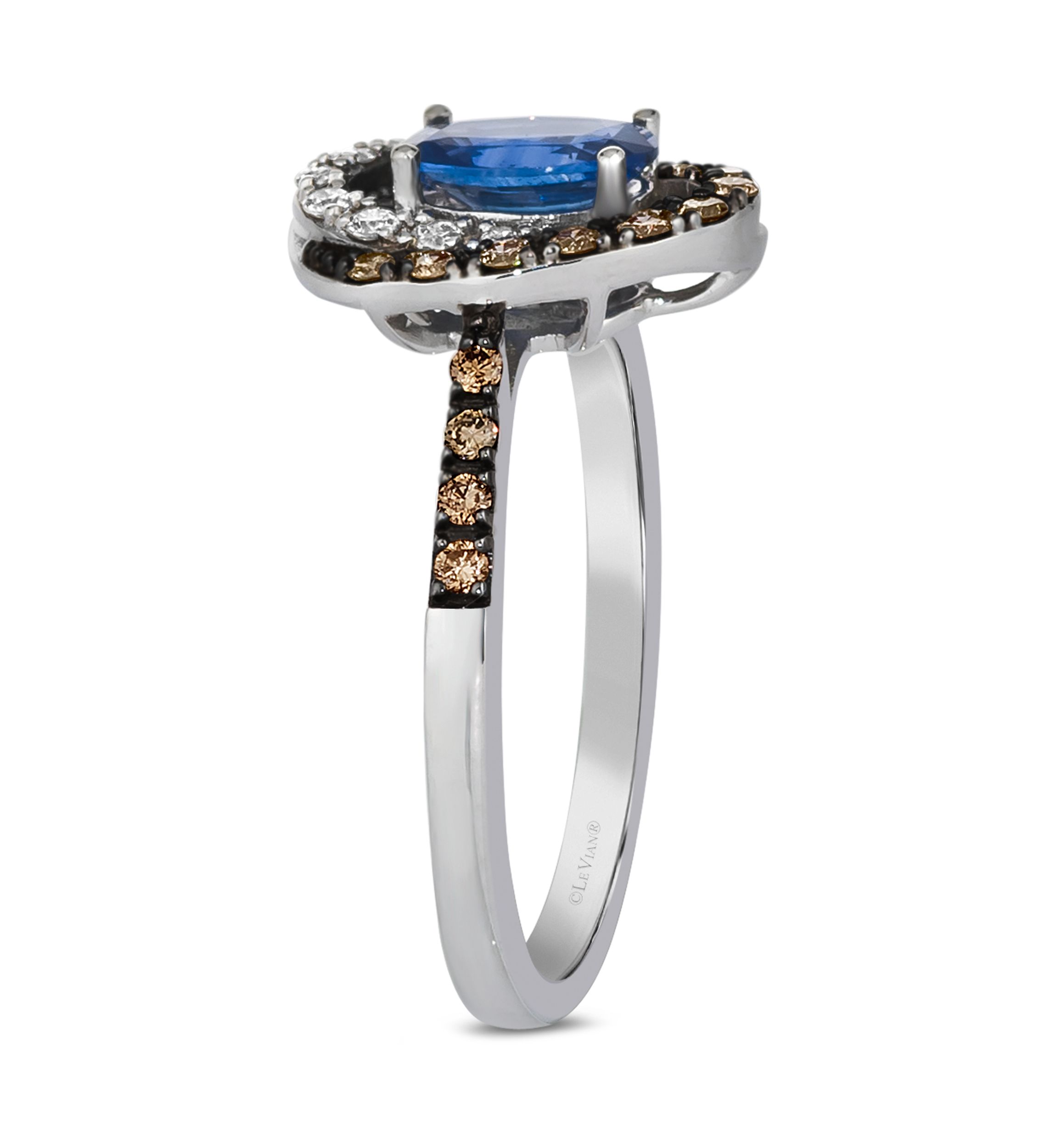 3/4 ct. t.w. Cornflower Sapphire™, 1/4 ct. t.w. Chocolate Diamonds®, 1/6 ct. t.w. Nude Diamonds™ Ring in 14K Vanilla Gold®